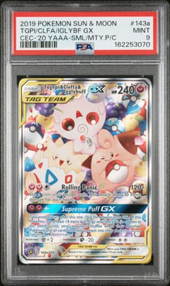 2019 Pokemon Sun & Moon Cosmic Eclipse Togepi & Cleffa & Igglybuff Gx 2020 Yellow a Alternate Art Small but Mighty Premium Collection #143a PSA 9