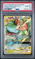 2019 Pokemon Sun & Moon Cosmic Eclipse Venusaur & Snivy Gx #1 PSA 10
