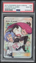 2019 Pokemon Sun & Moon Hidden Fates Full Art / Jessie & James #68 PSA 10