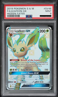 2019 Pokemon Sun & Moon: Hidden Fates Leafeon GX Shiny Vault: Full Art #SV46 PSA 9