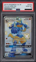 2019 Pokemon Sun & Moon: Hidden Fates Lucario GX Shiny Vault: Full Art #SV64 PSA 10