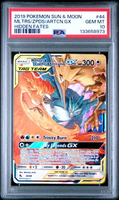 2019 Pokemon Sun & Moon Hidden Fates Moltres & Zapdos & Articuno Gx #44 PSA 10