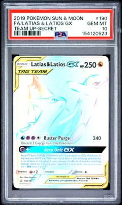2019 Pokemon Sun & Moon Team Up Full Art / Latias & Latios Gx Secret #190 PSA 10