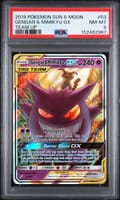 2019 Pokemon Sun & Moon Team Up Gengar & Mimikyu Gx #53 PSA 8