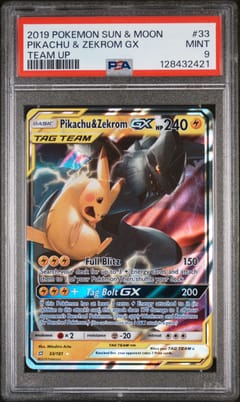 2019 Pokemon Sun & Moon Team Up Pikachu & Zekrom Gx #33 PSA 9