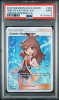2019 Pokemon Sun & Moon Unbroken Bonds Full Art / Green's Exploration #209 PSA 9