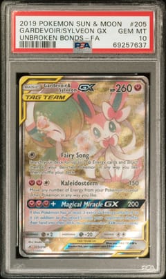 2019 Pokemon Sun & Moon Unbroken Bonds Gardevoir/Sylveon Gx Unbroken Bonds-Fa #205 PSA 10