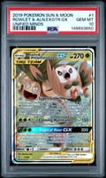 2019 Pokemon Sun & Moon Unified Minds Rowlet & Alolan Exeggutor Gx #1 PSA 10