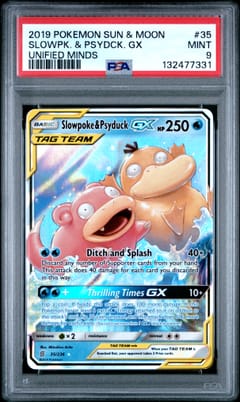 2019 Pokemon Sun & Moon Unified Minds Slowpoke & Psyduck Gx #35 PSA 9