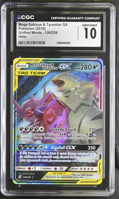 2019 Pokemon Unified Minds Mega Sableye & Tyranitar GX Holo #126/236 CGC 10