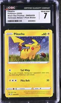 2020 Pokemon Black Star Promos Pikachu Darkness Ablaze 1-Pack Blister #SWSH039 CGC 7