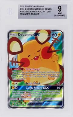 2020 Pokemon Sun and Moon Unbroken Bonds Promo Alternate Art Trainer' Dedenne Gx #195a BGS 9