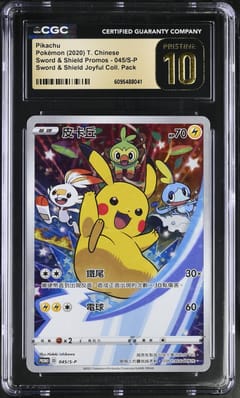 2020 Pokemon Sword & Shield Promos T. Chinese Pikachu Sword & Shield Joyful Coll. Pack #045/S-P CGC 10 Pristine