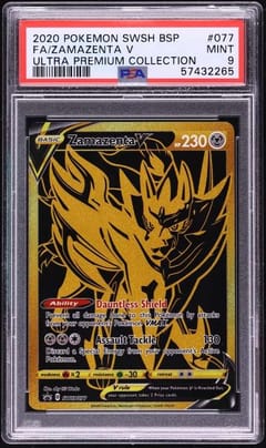 2020 Pokemon Swsh Black Star Promo Fa / Zamazenta V Ultra Premium Collection #077 PSA 9