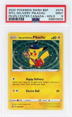 2020 Pokemon Swsh Black Star Promo Special Delivery Pikachu-Holo Pokemon Center Canada #074 PSA 9