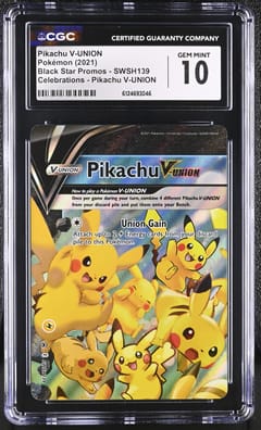 2021 Black Star Promos Pikachu V-UNION Celebrations - Pikachu V-UNION #SWSH139 CGC GM10