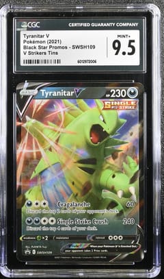 2021 Pokemon Black Star Promos - Sword & Shield Tyranitar V V Strikers Tin #SWSH109 CGC 9.5