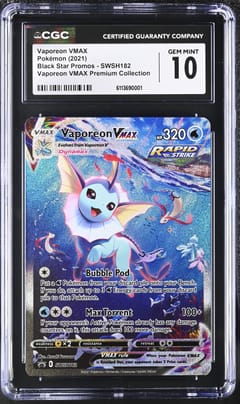 2021 Pokemon Black Star Promos Vaporeon VMAX Vaporeon VMAX Premium Collection #SWSH182 CGC 10