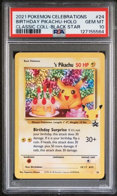 2021 Pokemon Celebrations Classic Collection Birthday Pikachu-Holo Classic Coll-Black Star #24 PSA 10
