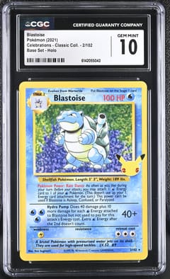 2021 Pokemon Celebrations - Classic Collection Blastoise Base Set Holo #2/102 CGC 10