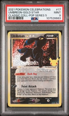 2021 Pokemon Celebrations Classic Collection Umbreon-Gold Star Classic Coll-Pop Series 5 #17 PSA 9