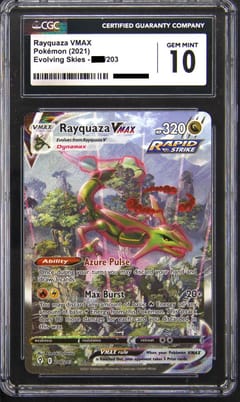 2021 Pokemon Evolving Skies 218/203 Rayquaza VMAX Secret Rare Holo