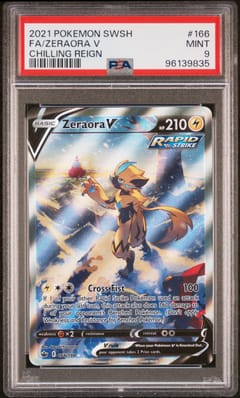 2021 Pokemon Sword & Shield Chilling Reign Fa / Zeraora V Chilling Reign #166 PSA 9