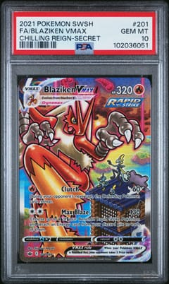 2021 Pokemon Sword & Shield Chilling Reign Full Art / Blaziken Vmax Secret #201 PSA 10