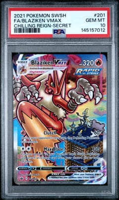 2021 Pokemon Sword & Shield Chilling Reign Full Art / Blaziken Vmax Secret #201 PSA 10