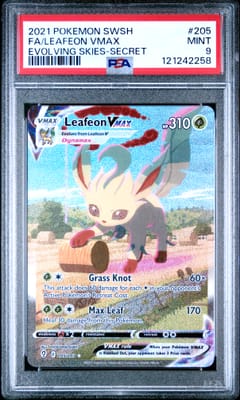 2021 Pokemon Sword & Shield Evolving Skies Fa/Leafeon Vmax Evolving Skies-Secret #205 PSA 9