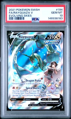 2021 Pokemon Sword & Shield Evolving Skies Full Art / Rayquaza V #194 PSA 10