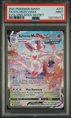 2021 Pokemon Sword & Shield Evolving Skies Full Art / Sylveon Vmax Secret #212 PSA 9