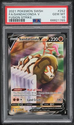 2021 Pokemon Sword & Shield Fusion Strike Full Art / Sandaconda V #252 PSA 10