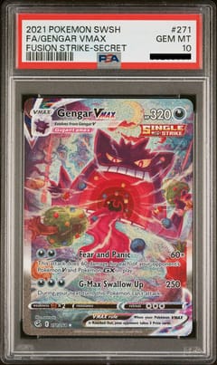 2021 Pokemon Sword & Shield: Fusion Strike Gengar VMAX Full Art Secret Rare #271 PSA 10