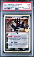 2021 Pokemon Swsh Black Star Promo Greninja-Gold Star Celebrations Elite Trainer Box #144 PSA 7