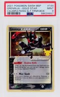 2021 Pokemon Swsh Black Star Promo Greninja-Gold Star Celebrations Elt.Trnr.Box #144 PSA 9