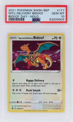 2021 Pokemon Swsh Black Star Promo Spcl.Delivery Bidoof Bidoof Day-Holo #177 PSA 10