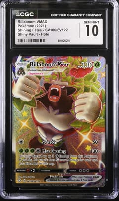2021 Shining Fates Rillaboom VMAX Shiny Vault Holo #SV106/SV122 CGC GM10