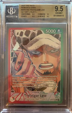 2022 One Piece Card Game Romance Dawn Trafalgar Law ALT ART L/"play 1..." #OP01002 BGS 9.5