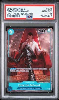 2022 One Piece Op01-Romance Dawn Dracule Mihawk Alternate Art #070 PSA 10