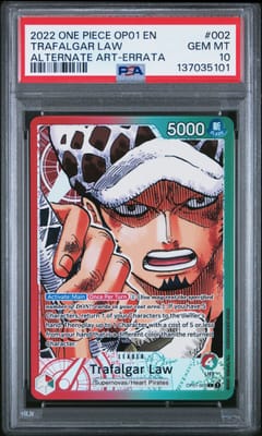 2022 One Piece Op01-Romance Dawn Trafalgar Law Alternate Art-Errata #002 PSA 10