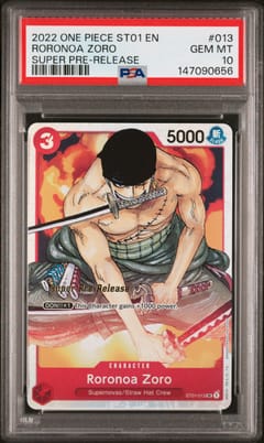 2022 One Piece Starter Deck St01-Straw Hat Crew Roronoa Zoro Super Pre-Release #013 PSA 10