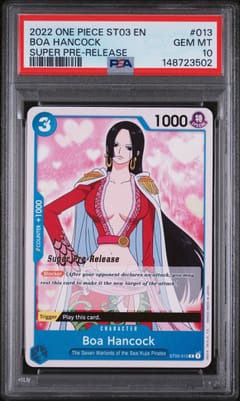 2022 One Piece Starter Deck St03-The Seven Warlords of the Sea Boa Hancock Super Pre-Release #013 PSA 10