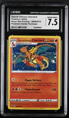 2022 Pokemon Black Star Promos - Sword & Shield Special Delivery Charizard Pokémon Center Purchase (Cosmos Holo) #SWSH075 CGC 7.5