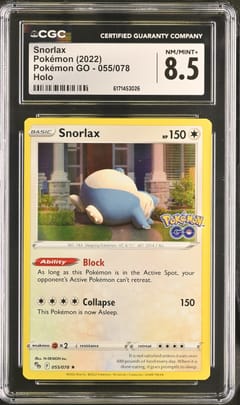 2022 Pokemon GO Snorlax Line Holo #055/078 CGC 8.5