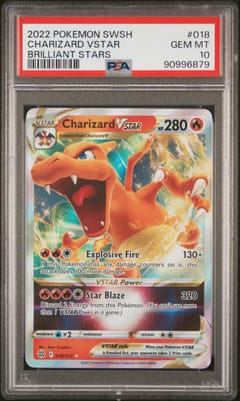 2022 Pokemon Sword & Shield Brilliant Stars Charizard Vstar #018 PSA 10