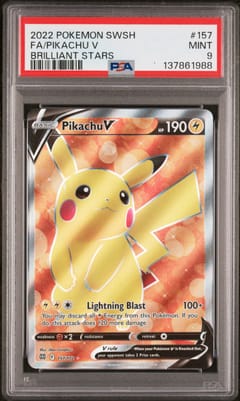 2022 Pokemon Sword & Shield Brilliant Stars Fa/Pikachu V Brilliant Stars #157 PSA 9