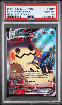 2022 Pokemon Sword & Shield Brilliant Stars Full Art / Mimikyu Vmax #TG17 PSA 10