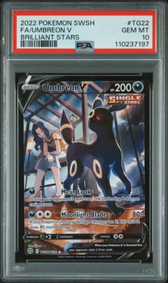 2022 Pokemon Sword & Shield Brilliant Stars Full Art / Umbreon V #TG22 PSA 10