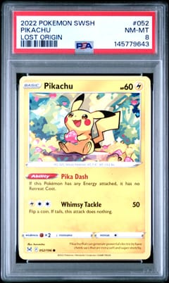2022 Pokemon Sword & Shield Lost Origin Pikachu Lost Origin #052 PSA 8